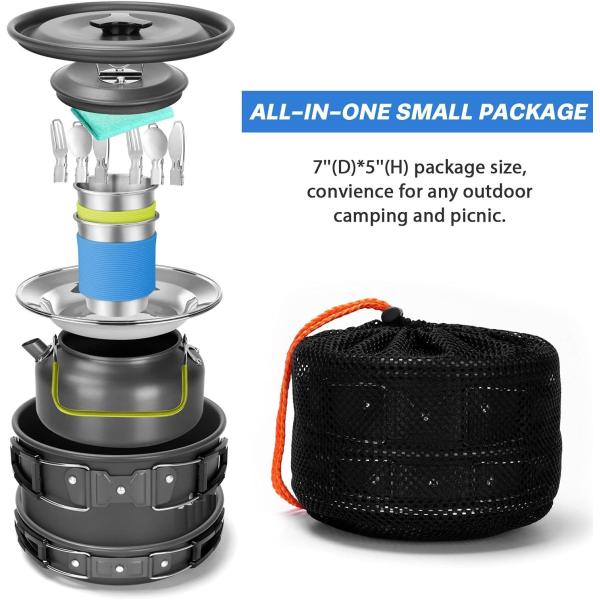 Camping Cookware Pots And Pans, Camping Cookware Mess Kit,Non-Stick Lightweight Pots Set Portable Outdoor Cookware