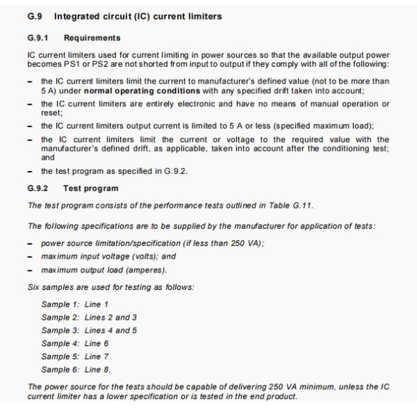 IEC62368 G.9/Table G.11 Integrated Circuit IC Current Limiters Tester Ensure Compliance and Safety