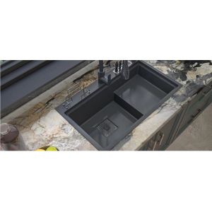 Multifunctional Nano Stainless Steel Gunmetal Kitchen Sink With Pullout Faucet