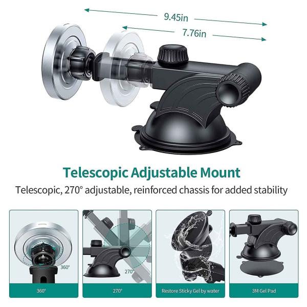 15W Magnetic Car Magsafe Phone Mount Auto Alignment Dashboard