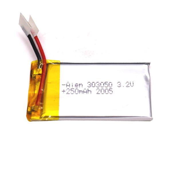 High Temperature 3.2V 250mAh LiFePO4 Battery Pack