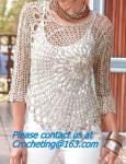 Crochet sweater, Lady's Hollow Out Crocheted Pullover O Neck Long Sleeve Casual