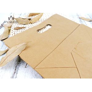 China Reusable Takeaway Paper Bags Punched Handle White / Brown Kraft Paper on sale