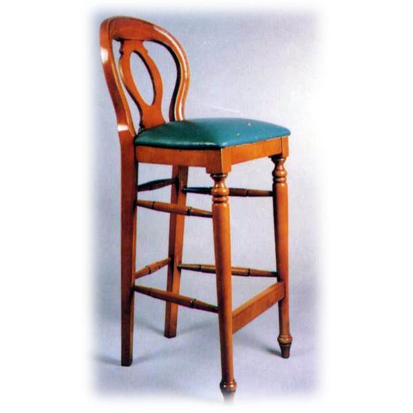 Antique Oak Wood Square Cushion Hotel Bar Stools With Round Back