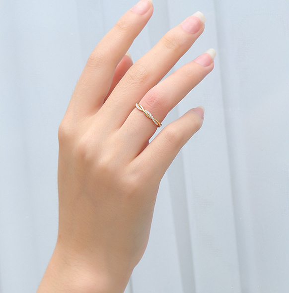 Moissanite Rings Interwoven Tail Grass Wedding Rings 18K Gold Diamond Rings