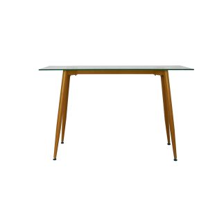 Y Shape Frame 710mm Height Dining Table Tempered Glass Top