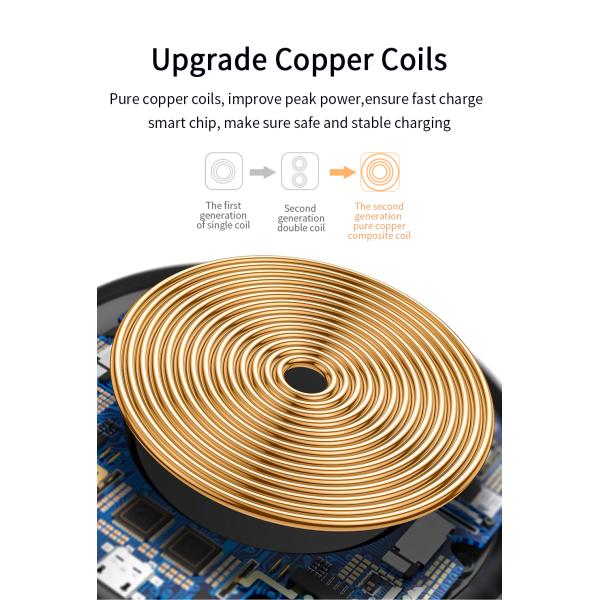 Mirror Desktop Qi Wireless Phone Charger Magnetic 15W With 1m Cable Type-C