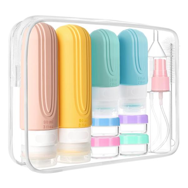 TSA-Approved Silicone Travel Bottle Set with Wide Mouth Design Compact and BPA-Free for Hassle-Free Travel