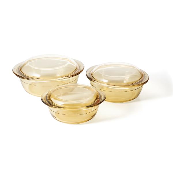 Amber Color High Borosilicate Glass Casserole with 1400ml-3000ml Capacity and