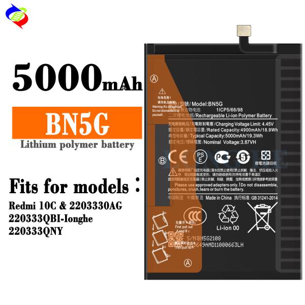 Original capacity Battery BN5G for MI Redmi 10C 5000mAh 3.87V Rechargeable Batteries