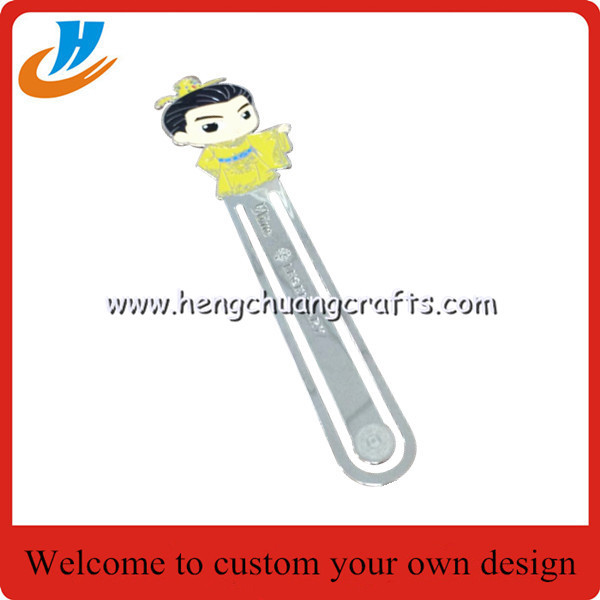 Zinc alloy bookmark,cartoon logo design book mark custom with good quality