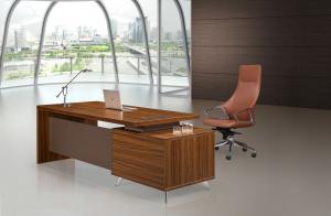 China Brown Executive Desk 200cm With Extention Modesty And Mobile Pedestal wholesale