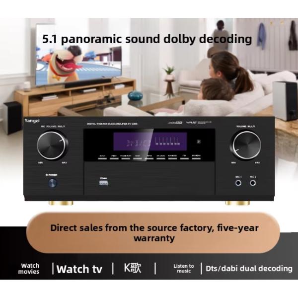 5.1CH 5600W Pro Power Amplifier, BT Wireless WiFi, Dolby HDMI Optical Coaxial, for Home Theater KTV