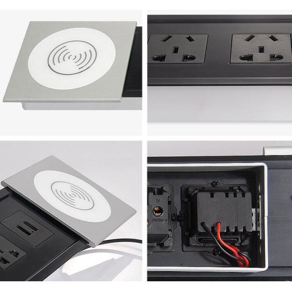 Aluminum Alloy Conference Table Socket Multimedia Information Box , Multi - Function Wireless Desktop Socket