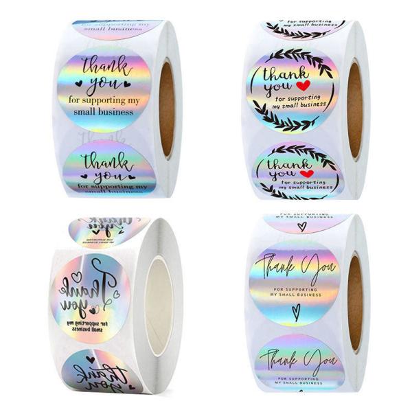 Personalized Custom Logo Printing Laser Film Labels Rainbow Reflective Foil Hologram Sticker Adhesive Holographic