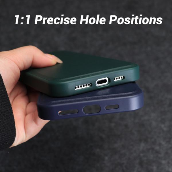 Embossed Logo Magsafe Leather Cases Design Style Shockproof Mobile Covers Blue For IPhone 15 Pro Max