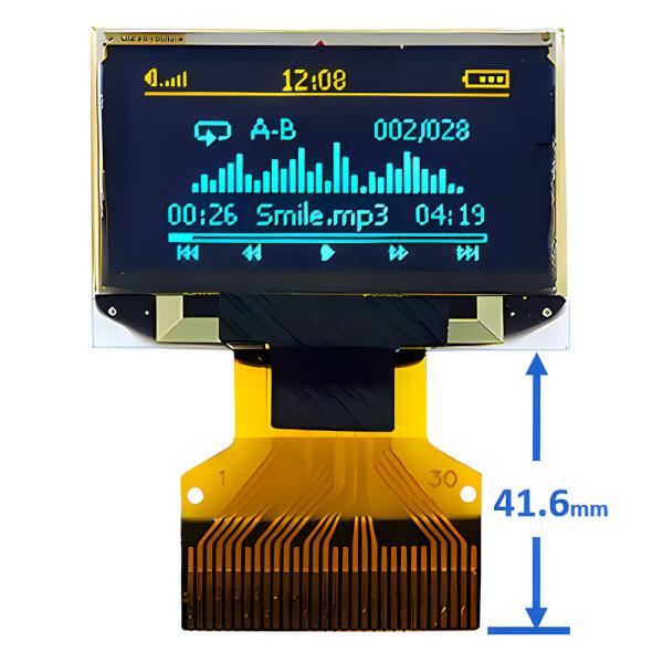 Quality 0.96 Inch 30 Pin ZIF Connector OLED Thin Display Panel 128x64 Dot Matrix SPI I2C Interface for sale
