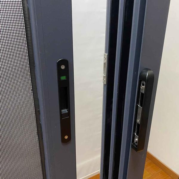 Black Security Lock Sliding Folding Glass Doors Exterior Security System Aluminum Sliding Glass Doors