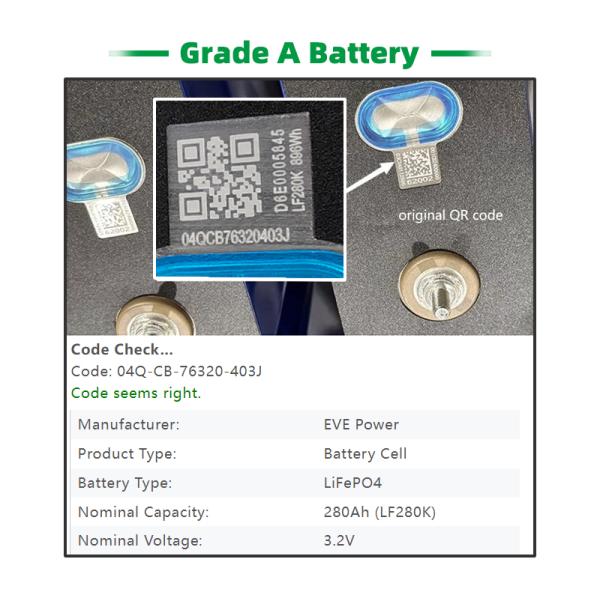 3.2V 280Ah Lifepo4 Cell EV LF280K Lithium Ion Battery For Solar Energy Storage System