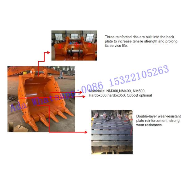 OEM Anti Wear Industrial Rock Bucket For Excavator Earthmoving Machinery