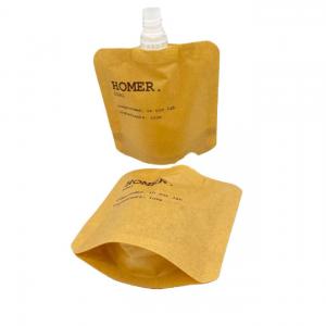 China Custom Stand Up Bag Biodegradable Kraft Cosmetic Liquid Refill Spout Pouch wholesale