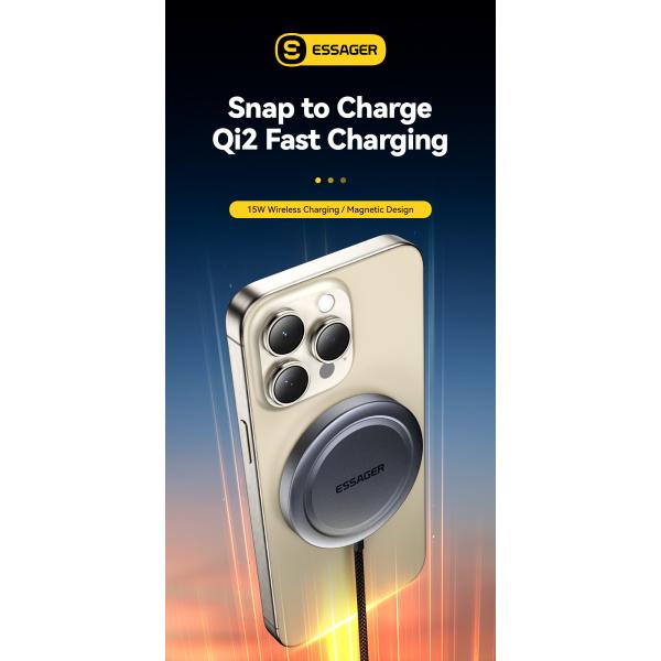 ESSAGER ES-WC11 QI2 Fast Charging Wireless Charger 5W 7.5W 10W 15W