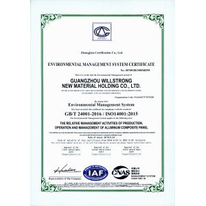 Guangzhou Willstrong  New Material Holding  Co., Ltd Certifications