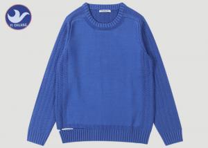 China Upper Welt Slit Mens Wool Cable Knit Jumper , Winter Mens Blue Cable Knit Sweater wholesale