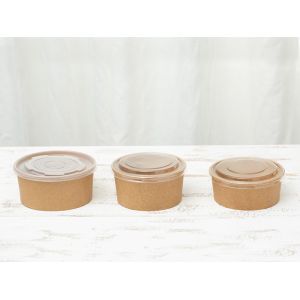 China 25oz 750ml Recycled Custom Disposable Kraft Bowls With Pp Lid Stocked For Salad on sale