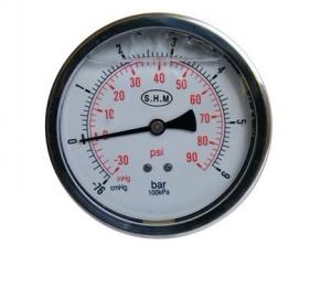 China 50mm White Aluminium Dials Gaseous Liquid-Filled Pressure Gauge With Glass Window on sale