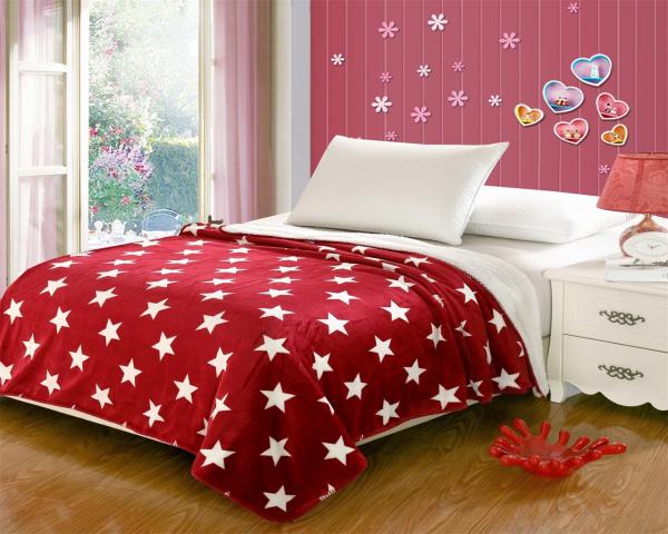 Quality Red Five Pointed Star Flannel Fleece Blanket With Customized Designs for sale