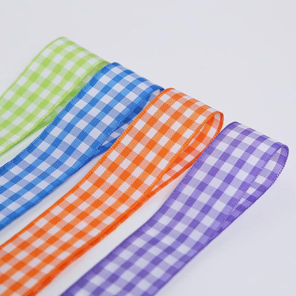 Polyester Plaid Lattice Ribbon For Bow Making And Gift Packing