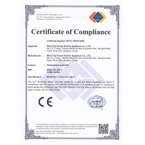 RUN YE THERMOSTAT Certifications