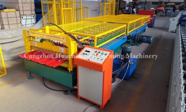 Quality 1.0mm Thickness Popular Profile Roofing Roll Forming Machine with Safe Cover for sale