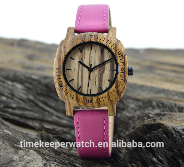 leisure time wood watches ,can make in water proof ,genuine leather watch strap ,
