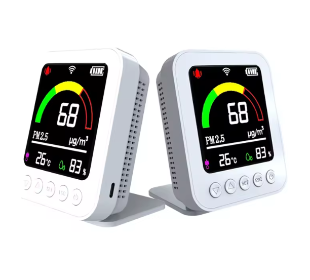 Tuya Smart WiFi Air Quality Monitor - Battery-Powered Real-Time Detector for PM2.5, Temperature & Humidity