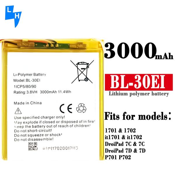 3000mAh Battery for itel 1701 1702 7C 7D P702 BL-30EI Mobile Phone Guaranteed Longevity