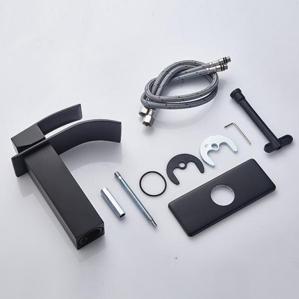 SUS304 Stainless Steel Waterfall Single Hole Single Handle Basin Mixer In Matte Black Chrome Brushed Grey