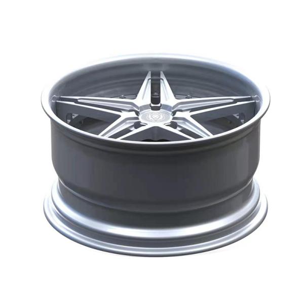 19-inch two-piece custom forged alloy wheels with deep concave type and brushed silver wheel rims