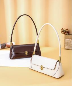 China Women White Baguette Shape PU Leather Clutch Bag Pouch Handbag wholesale