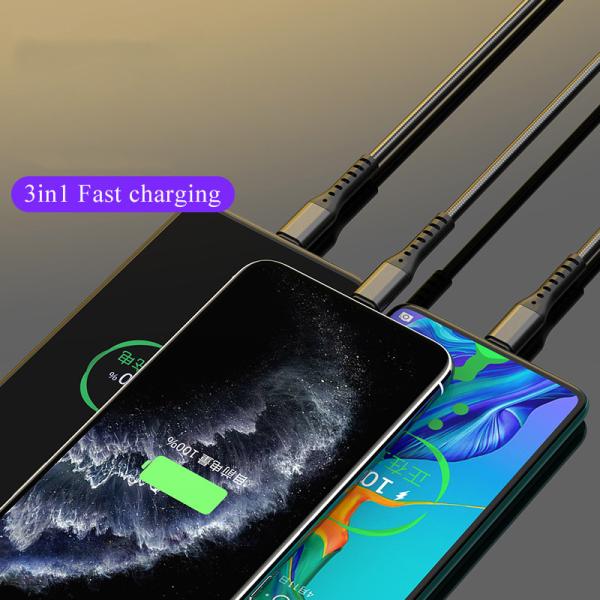 Fish Silk Weaving 5A Fast Charging USB Cables All In One For Huawei