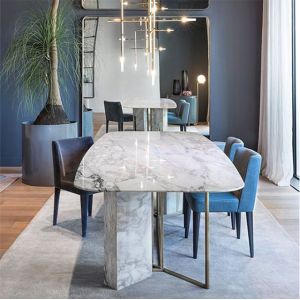 Luxury Designs Modern Italian White Marble Dining Table Set