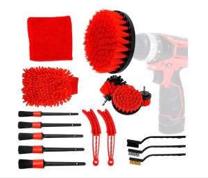 China 10cm Red Power Drill Brush For Car Detailing Scrubber Set 350g on sale