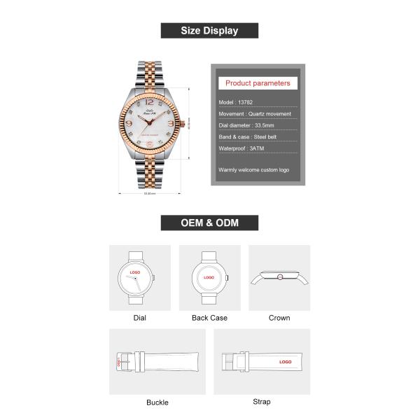 33.5mm Female 3ATM Waterproof Quartz Movement Wrist Watch