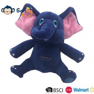 China 20cm Soft Blue Plush Baby Elephant Toy W/ Pink Ears For Home Decoration & Family Fun wholesale