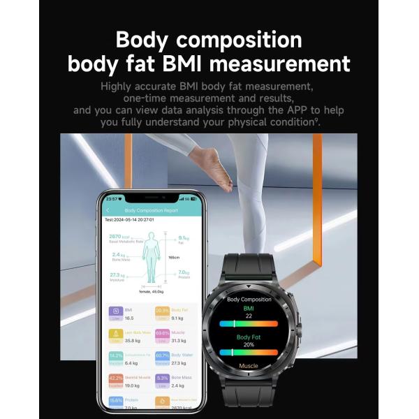 ET492 Blood Pressure Blood Oxygen Smart Watch With Emergency SOS