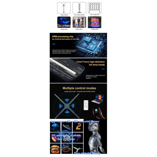 3D Hologram Fan 50Cm 65Cm 42Cm 100Cm Outdoor Advertising OEM Connectivity SD Card APP