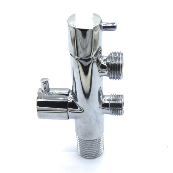 Full copper-zinc alloy handle with one in and two out multi-function three-way angle valve washing machine faucet