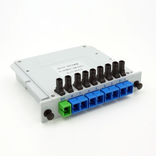 Mini Plug - In Cassette Fiber Optic Splitter 1 In 8 Out Ports LGX Box Compact Size
