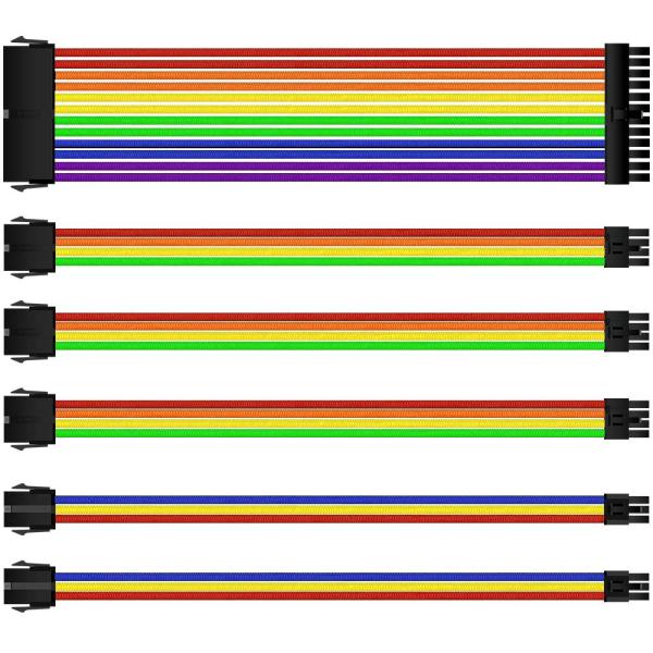 18AWG 30CM Cable Extension Kit Power Supply Cable Sleeves ATX 1*24Pin,1*CPU4+4Pin,2*PCI-E 6+2Pin 2*PCI-E 6Pin customization